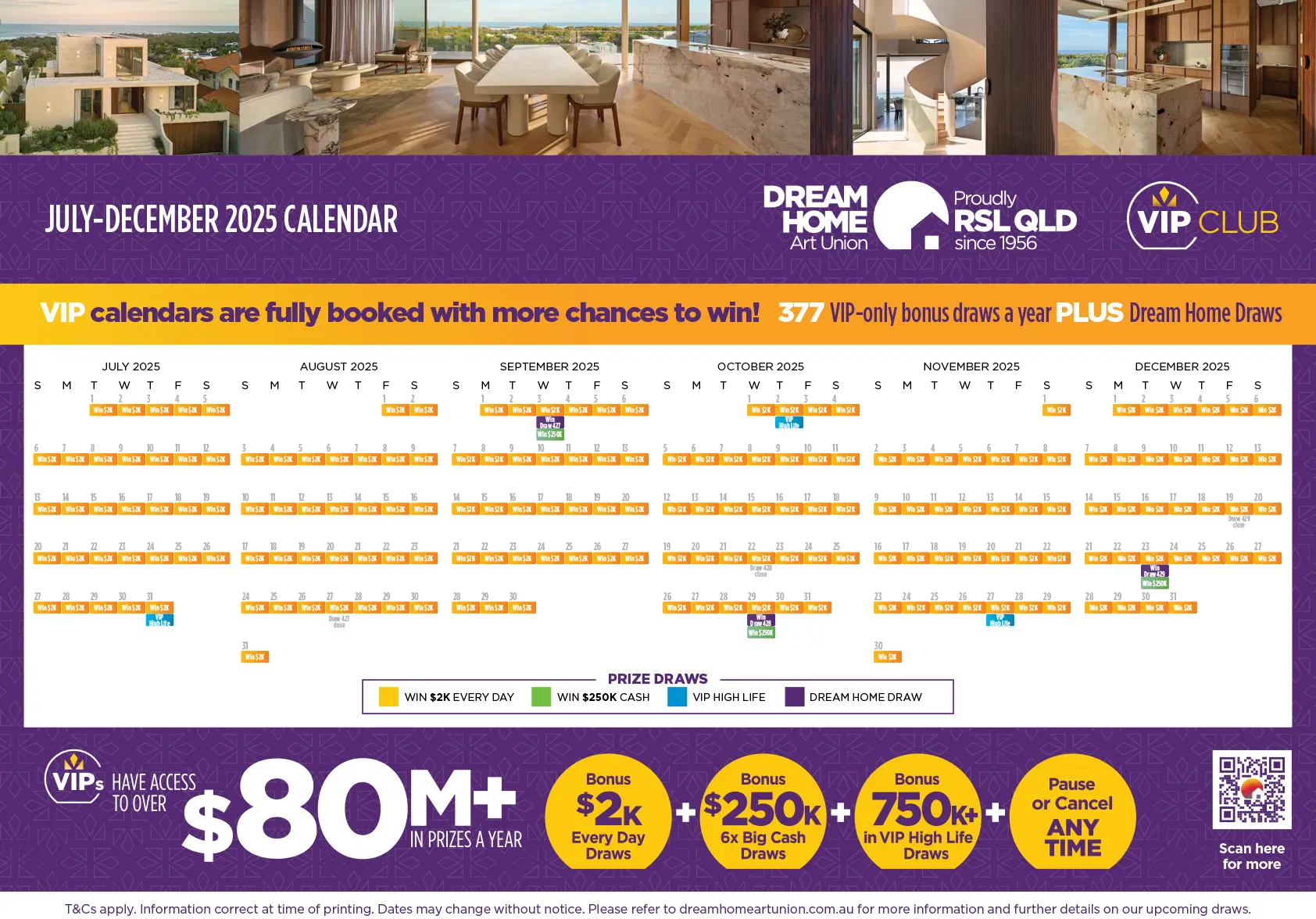 Dream Home Art Union Draw Calendar